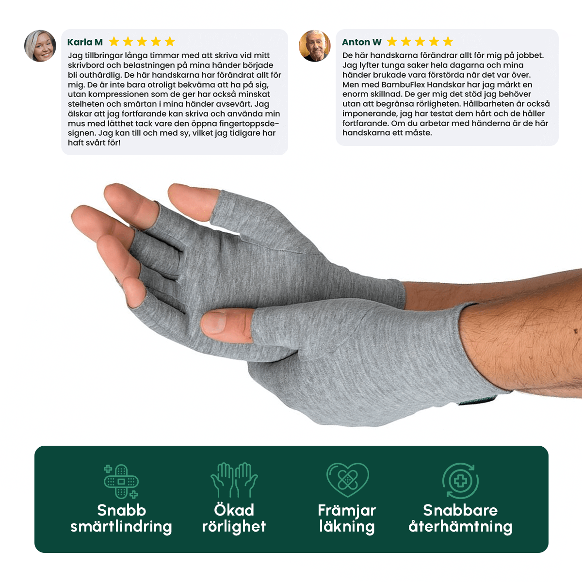 BambuFlex Handskar - Snabb lindring av handsmärta på några minuter! - Komforten